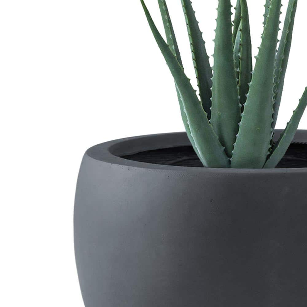 KANTE 13 in. Tall Charcoal Lightweight Concrete Round Outdoor Planter (Set of 3) RC0049ABC-C60121