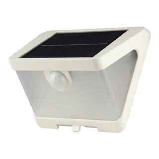 HALO SWL 70-Watt White Motion Activated Outdoor Integrated LED Solar Wedge Light Dusk to Dawn 800 Lumens 4000K SWL0840W