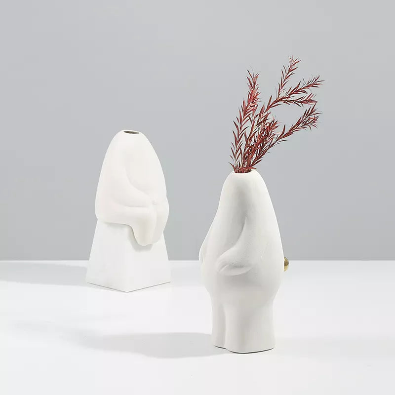 Sitting Rabbit Vase-White Fd-D22063B