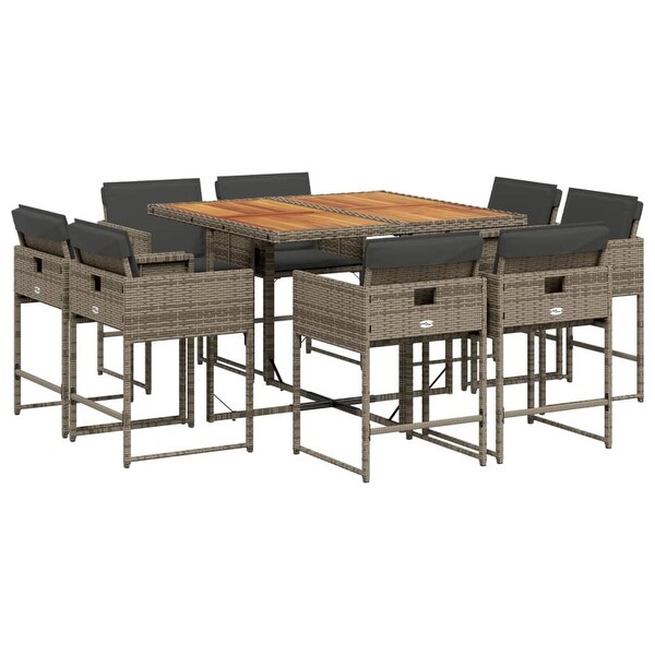 vidaX Patio Dining Set with Cushions Poly Rattan