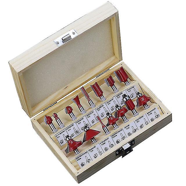 15pcs Router Bit Set Trimming Straight 1/4 Shank Woodworker Milling Cutter For Trimming Machine Wood Bearing Cove Box Bit