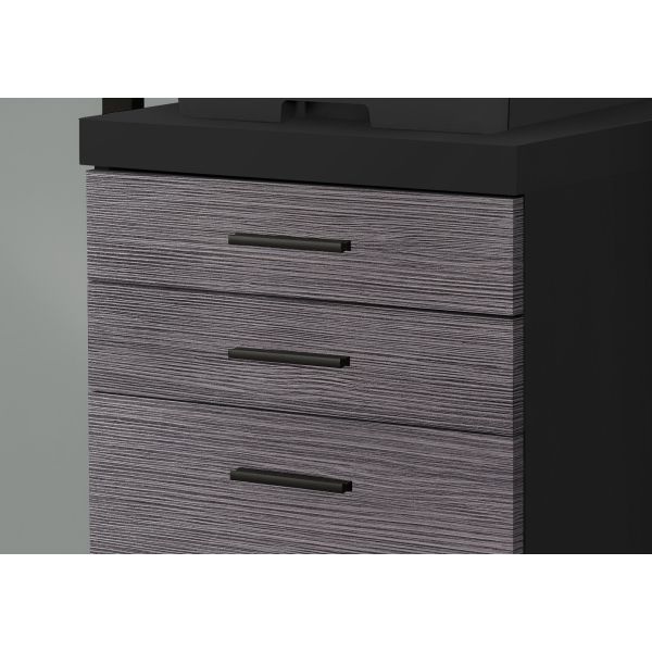 File Cabinet， Rolling Mobile， Storage Drawers， Printer Stand， Office， Work， Black And Grey Laminate， Contemporary， Modern