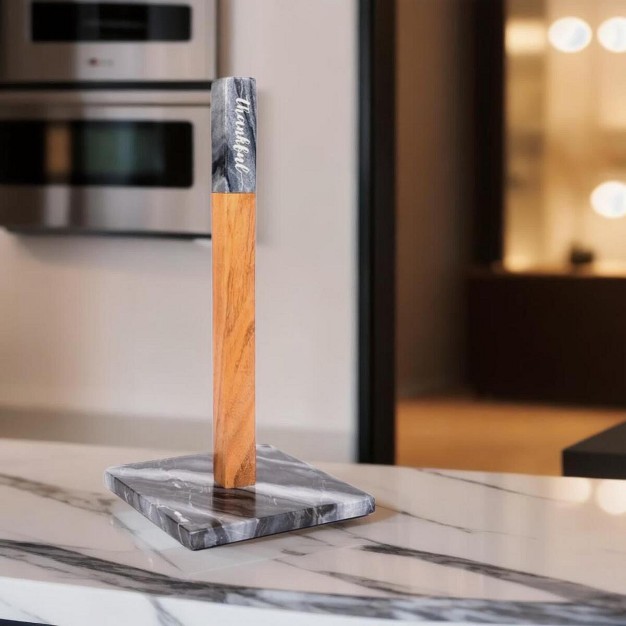 Lexi Home Marble Counter Embossed Paper Towel Holder Mount Grey