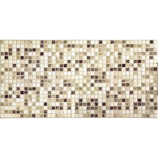 Dundee Deco 3D Falkirk Retro III 38 in. x 19 in. Charcoal Brown Faux Mosaic PVC Decorative Wall Paneling GRHDPG7126