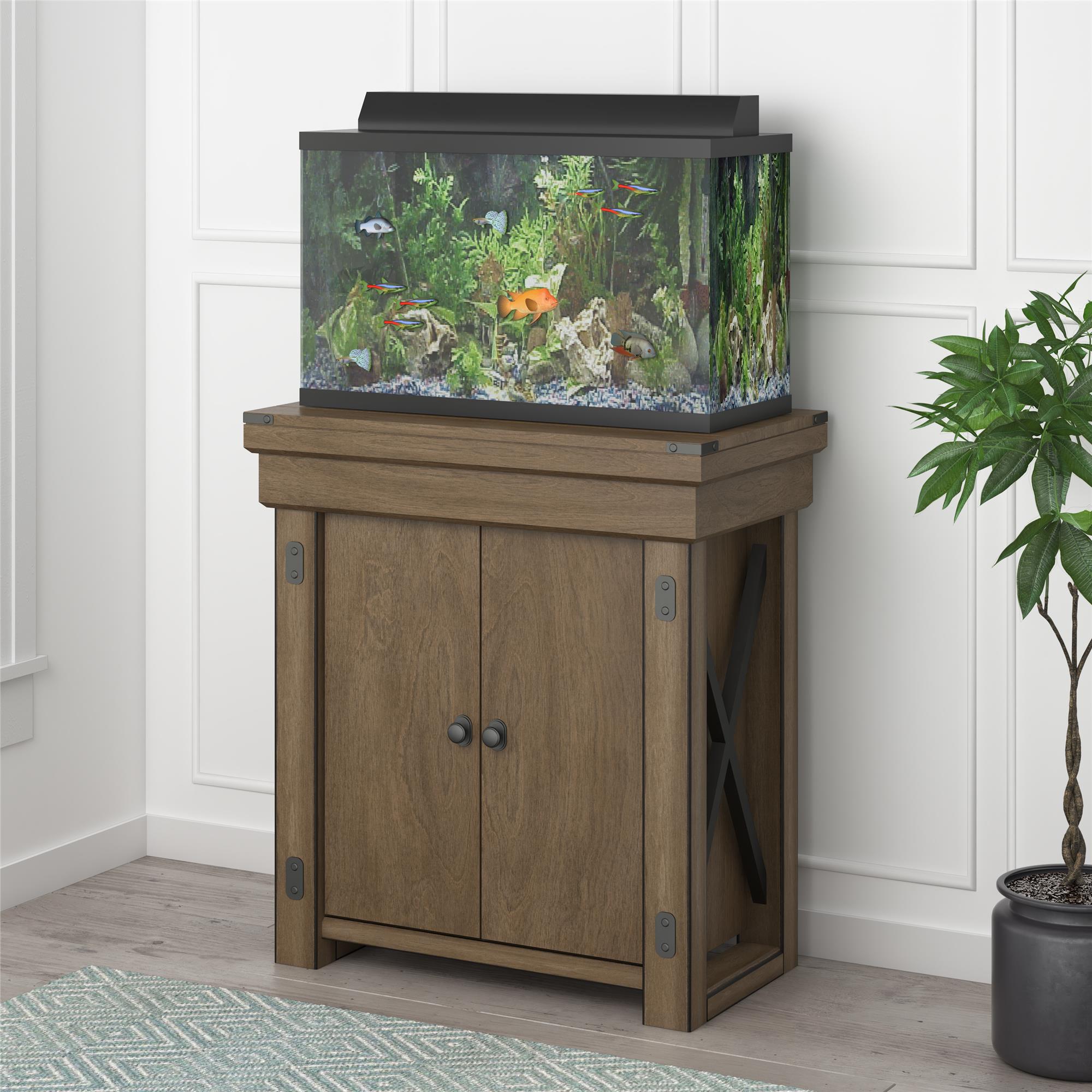 Flipper by Ollie and Hutch Wildwood 20 Gallon Aquarium Stand， Rustic Gray