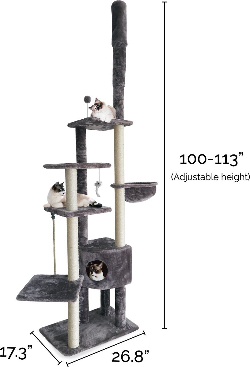 Tiger Tough Skyscraper Floor-to-Ceiling Faux Fur Cat Tree and Condo