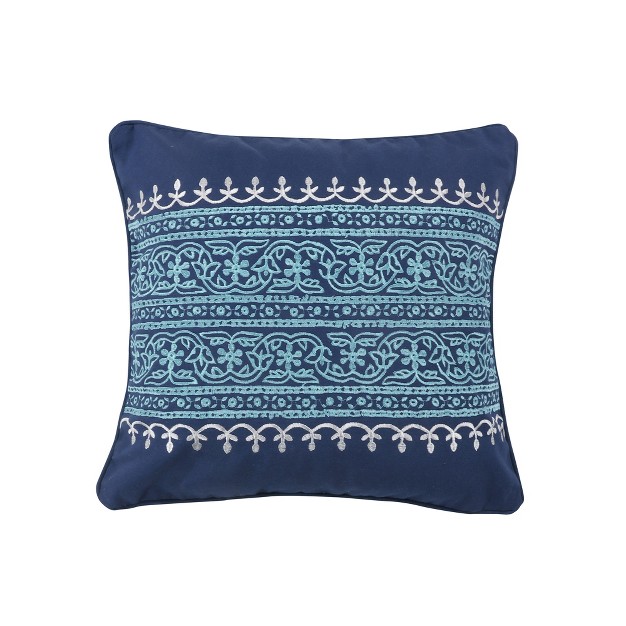 Chandra Indigo Teal Embroidered Pillow Levtex Home