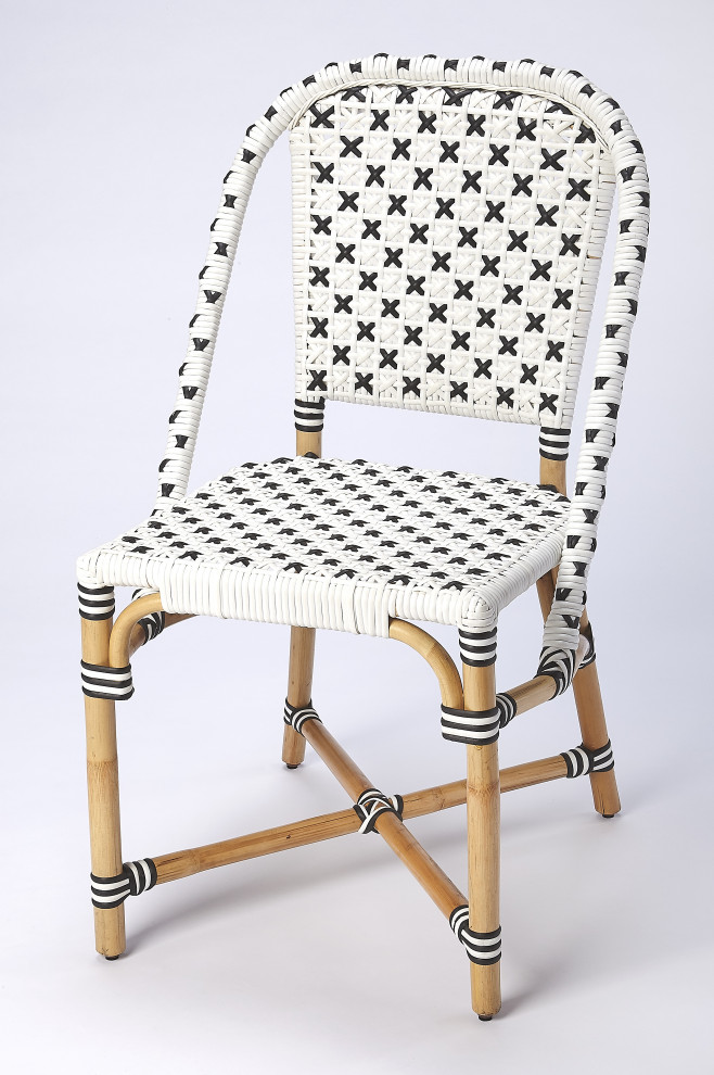 Butler Tenor White  ampBlack Rattan Dining Chair   Tropical   Dining Chairs   by Furniture East Inc.  Houzz