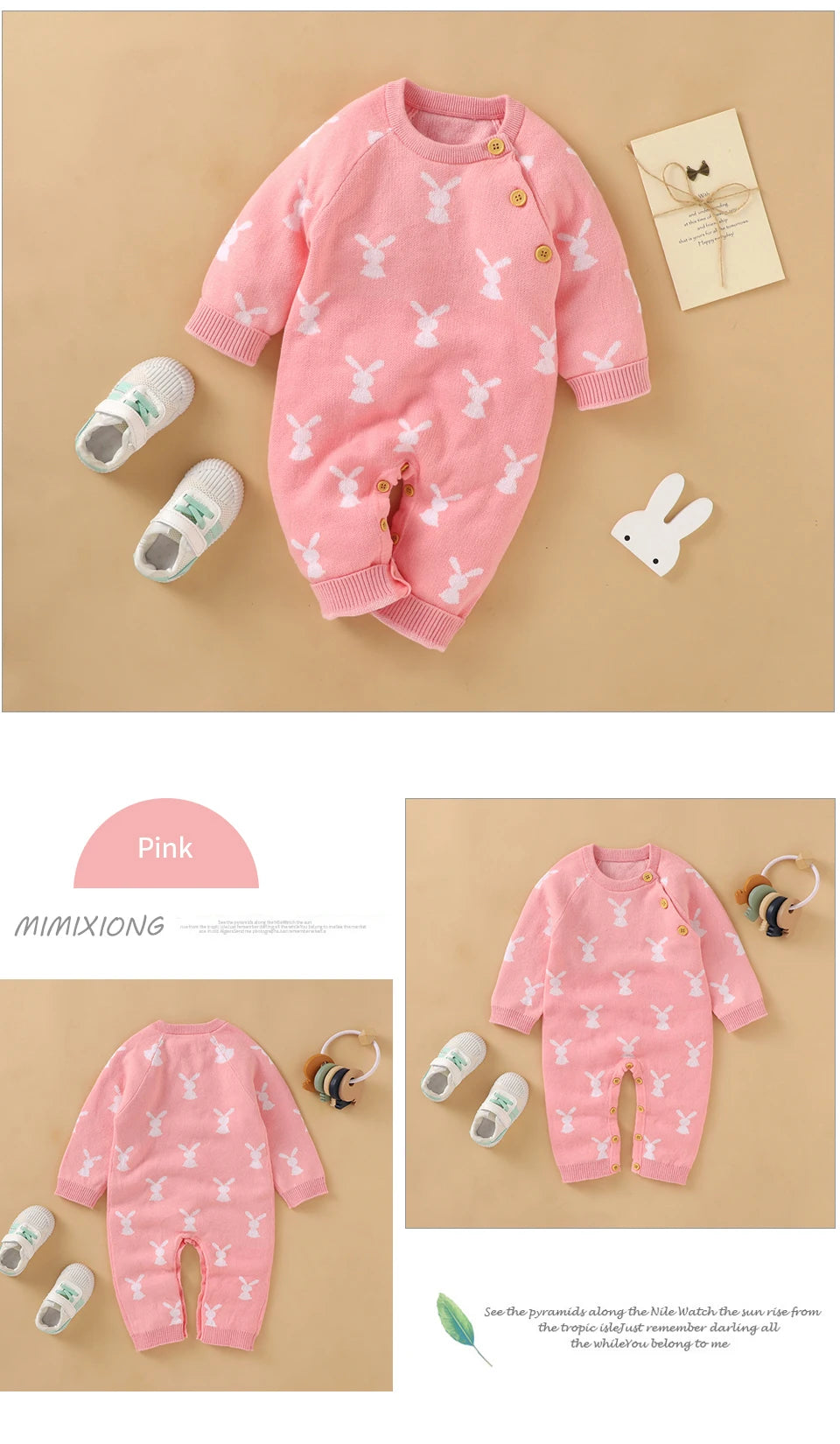 Baby Romper Cotton Knitted Newborn Boy Girl Jumpsuit Outfit  Long Sleeve Fall Toddler Infant Winter Clothing Cute Rabbit Onesies