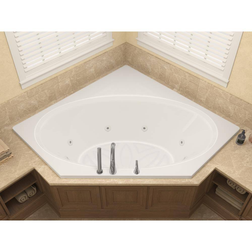 Universal Tubs Mali 5 ft. Acrylic Corner Drop-in Whirlpool Bath Tub in White HD6060VWR