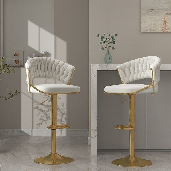 2 Set Modern Bar Stools with Velvet Seat