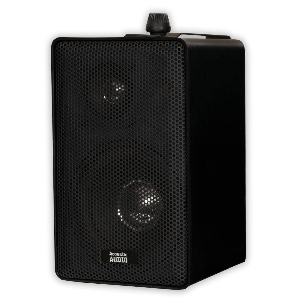 Acoustic Audio by Goldwood Indoor Outdoor 3-Way Speakers Mountable Pair in Black AA251B