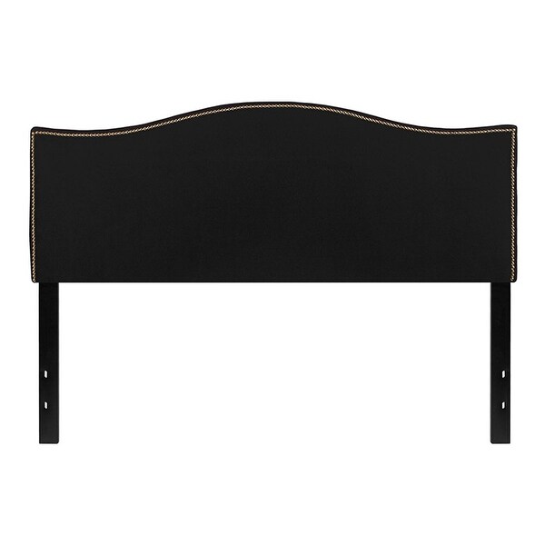 Offex Upholstered Queen Size Headboard with Accent Nail Trim in Black Fabric - - 27413772