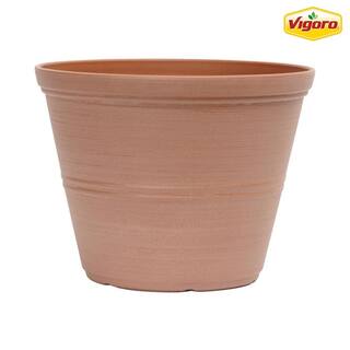 Vigoro 8 in. Hallie Small Peach Terracotta Plastic Planter (8 in. D x 6 in. H) with Drillable Drainage Holes DP1854P