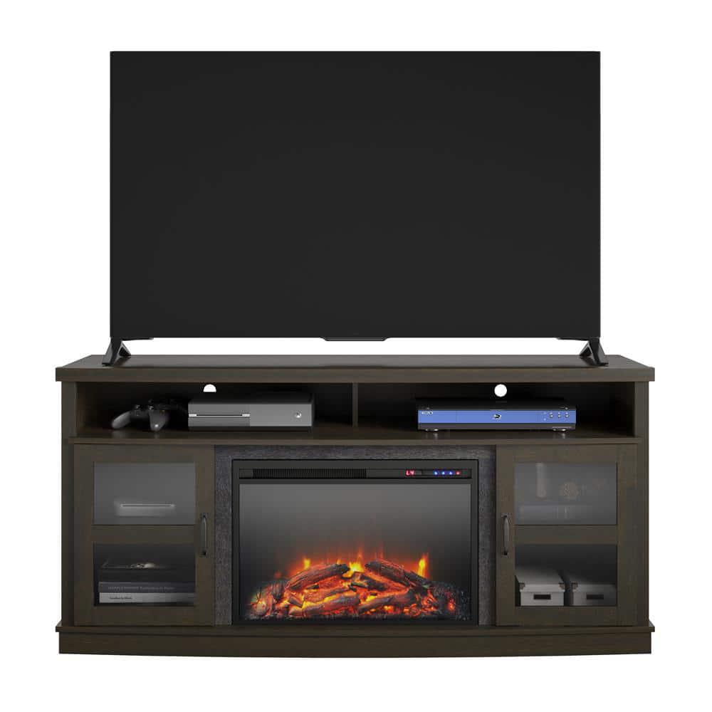 Ameriwood Home Gardenia 63 in Freestanding Electric Fireplace TV Stand in Espresso