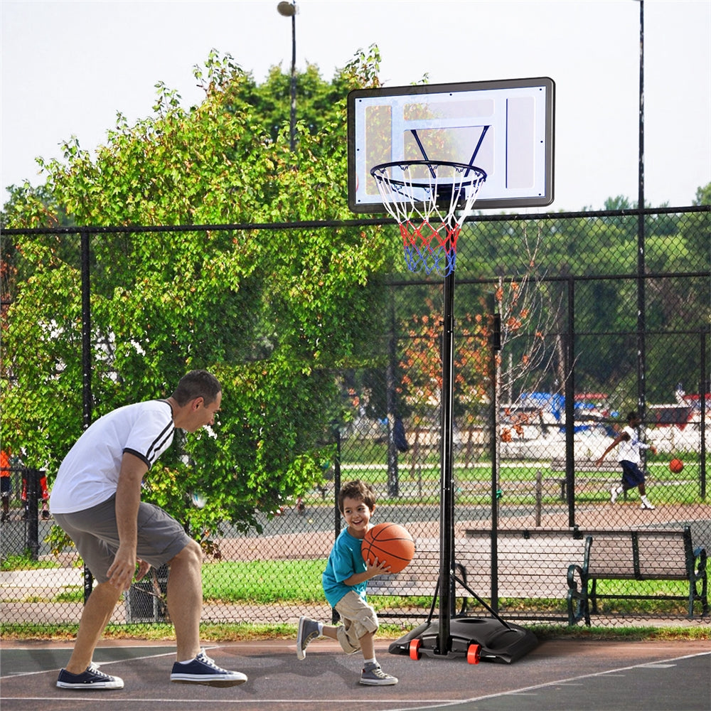 Easyfashion Portable Junior Basketball System Up to 8.2 Ft. for Kids， Junior and Youth for Indoor and Outdoor with Wheels