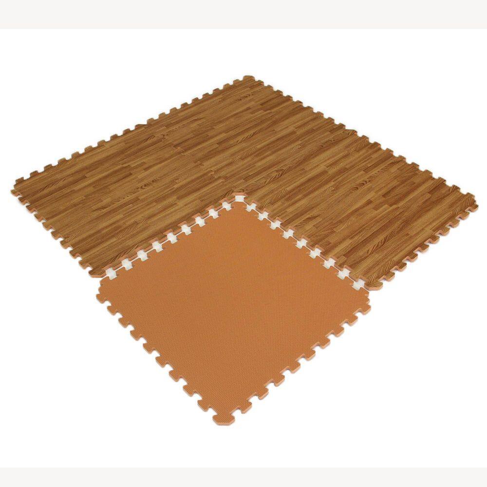 GREATMATS.COM Wood Grain Reversible Standard WoodTan 24 in. W x 24 in. L Foam Interlocking Floor Tile (58.12 sq. ft.) (Case of 15) WoodGrnRevSW15