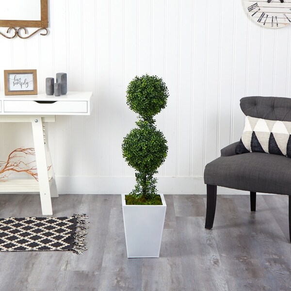 3.5' Boxwood Double Ball Topiary Artificial Tree in Planter