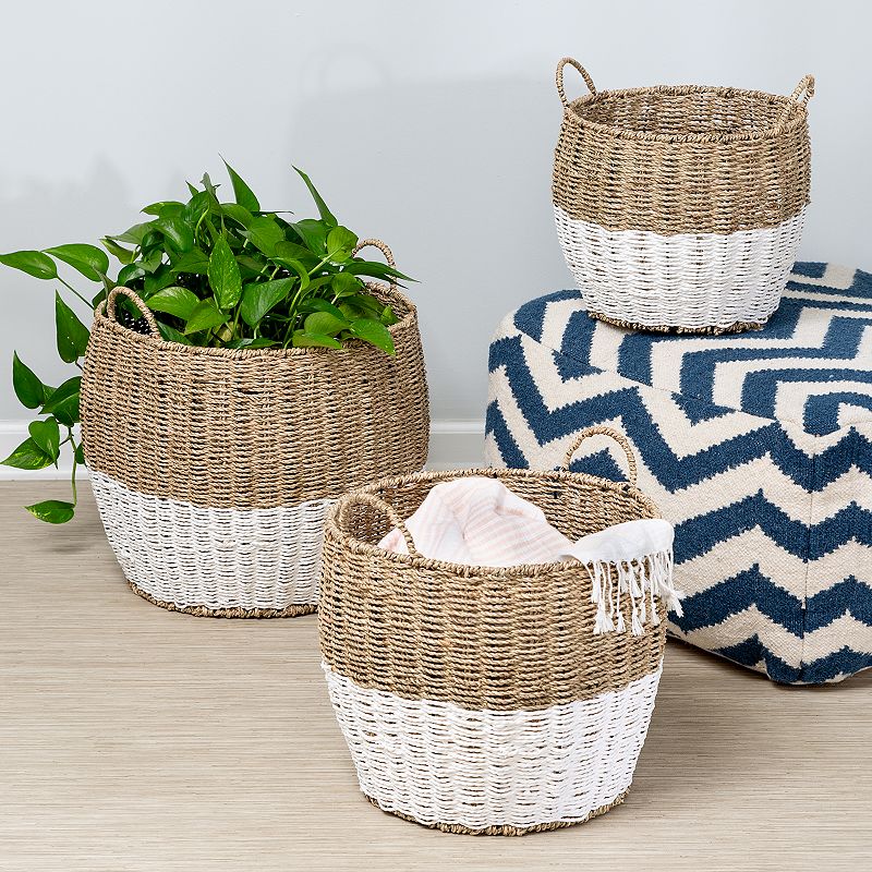 Honey-Can-Do Set of 3 Nesting Round Seagrass Storage Basket Set