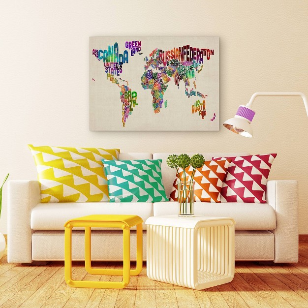 X 32 quot Typography World Map Ii By Michael Tompsett Trademark Fine Art