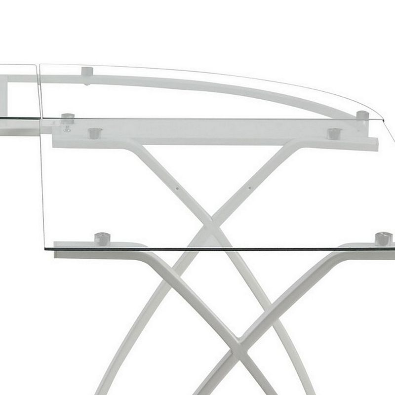 L Shape Computer Desk with CPU Holder and Casters， White