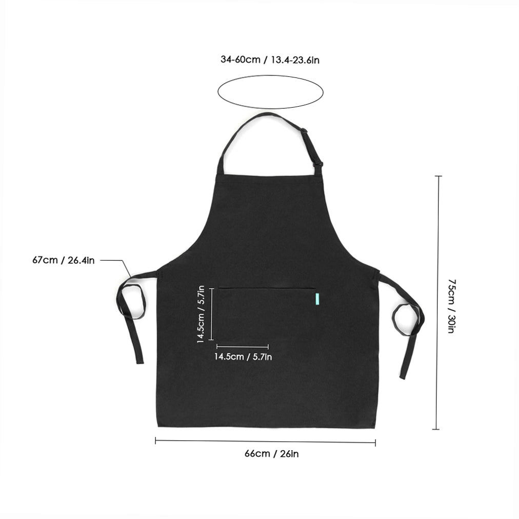 Adults Polyester Kitchen BBQ Restaurant Apron with Adjustable Neck Belt 2 Pockets for Cooking Baking Gardening for Men Women--Black