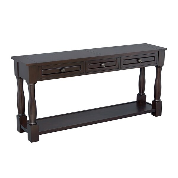 Long Extra-thick Sofa Console Table with Drawers and Shelf