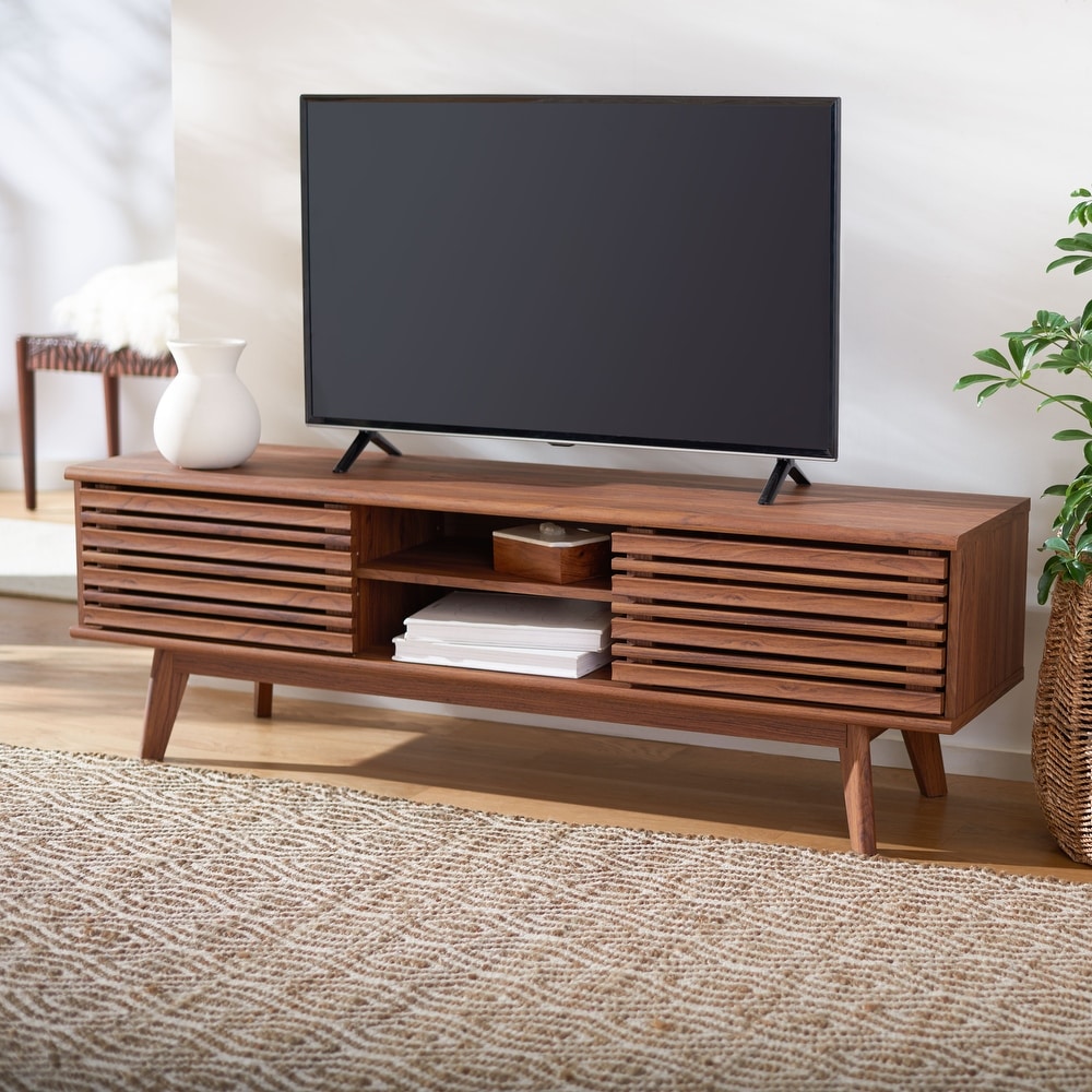 SAFAVIEH Esma Walnut 59 inch Storage Media TV Stand   59\