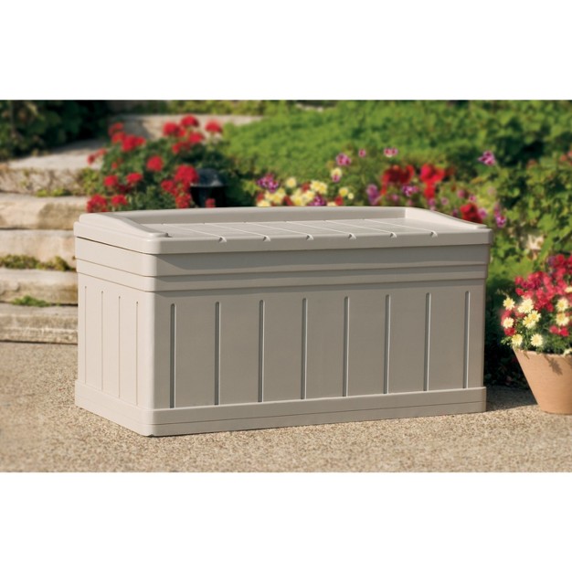 Resin Extra Large Deck Box With Seat Taupe Suncast