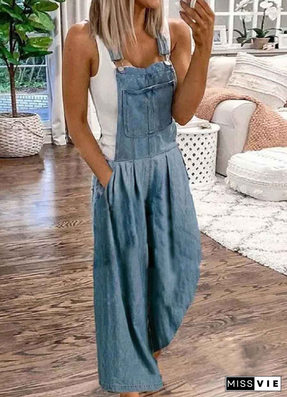 Casual  Fashion Loose Denim Jumpsuit