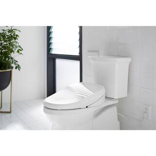 KOHLER 18.5625 in. Electric Cleansing Bidet Seat for Elongated Closed Front Toilet in White K-8298-CR-0