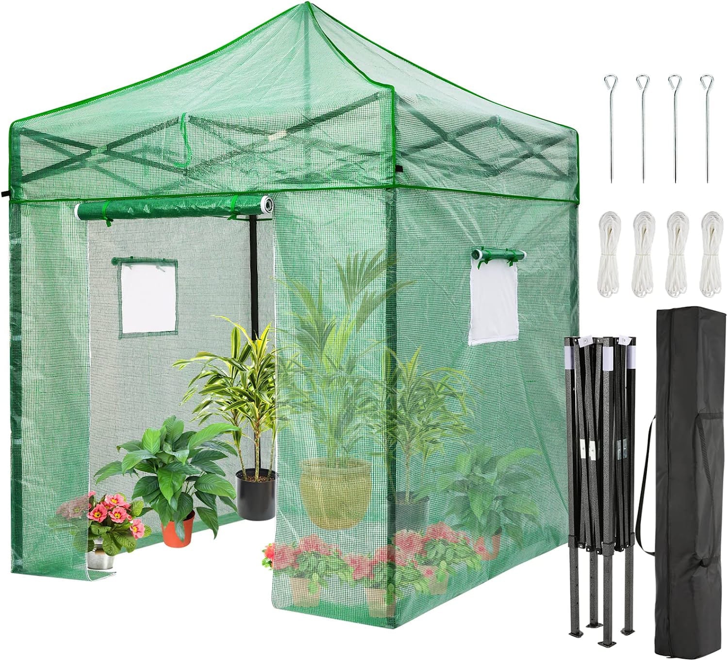 Likein Green House for Outdoors Heavy Duty, Walk in Pop up Greenhouse, 6.6x6.6FT