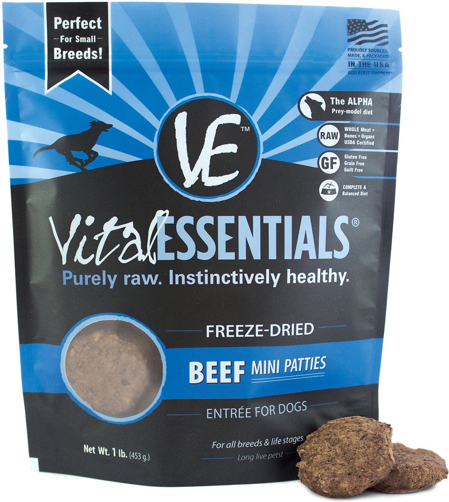 Vital Essentials Beef Entree Patties Grain Free Freeze Dried Raw Dog F