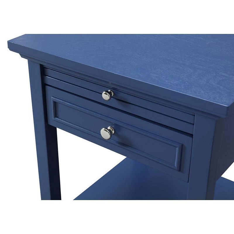 Convenience Concepts American Heritage Logan 1 Drawer End Table with Pull-Out Shelf， Cobalt Blue