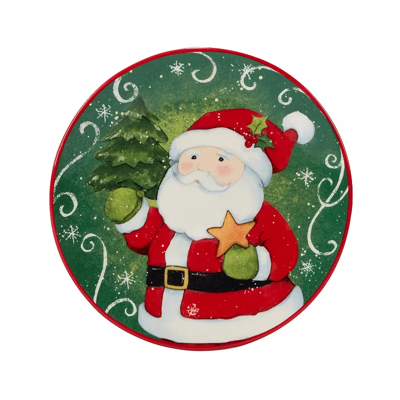 Certified International Holiday Magic Santa 4-pc. Canape Plate Set