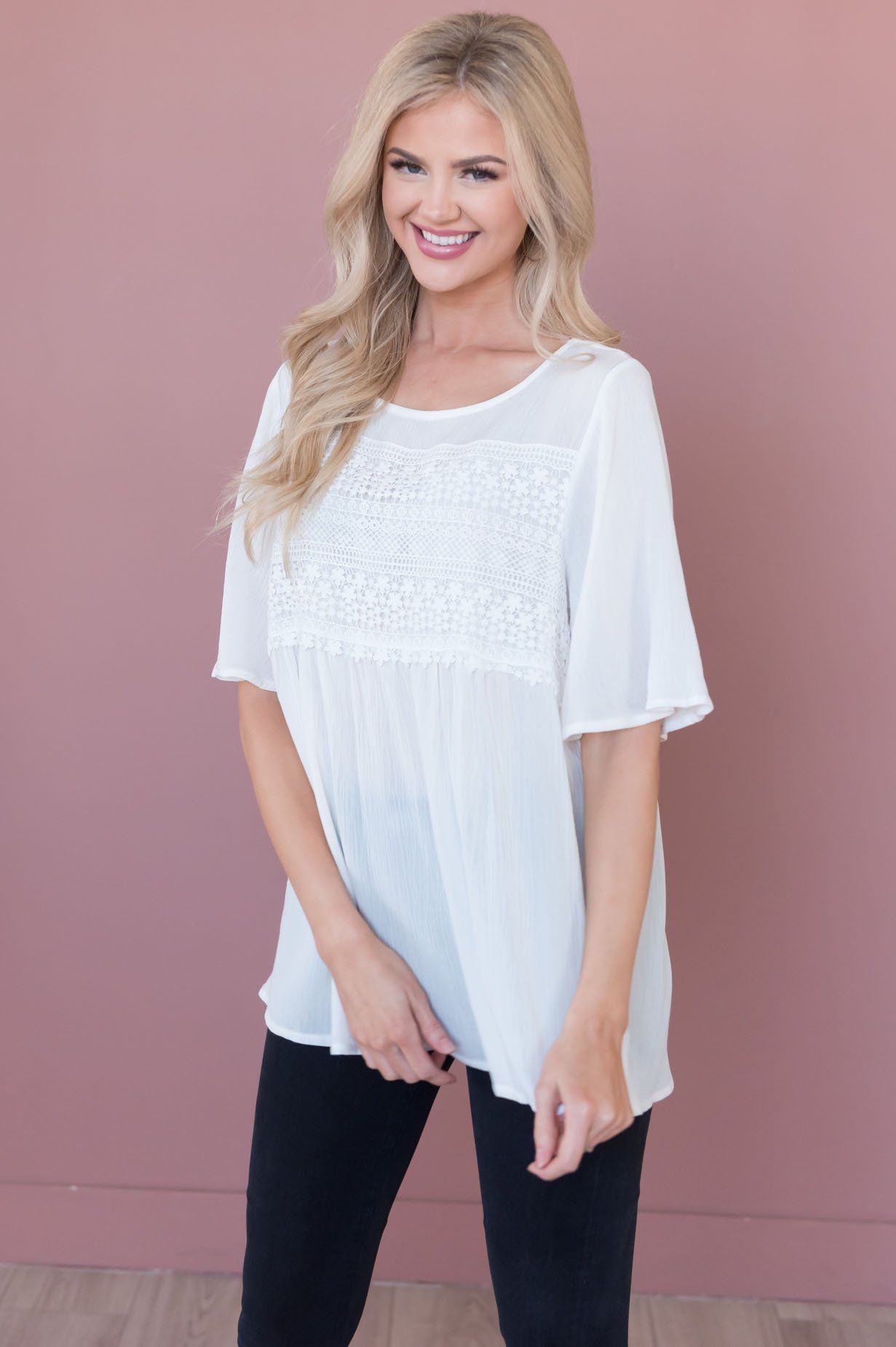 Delightful Days Ahead Modest Lace Bodice Top