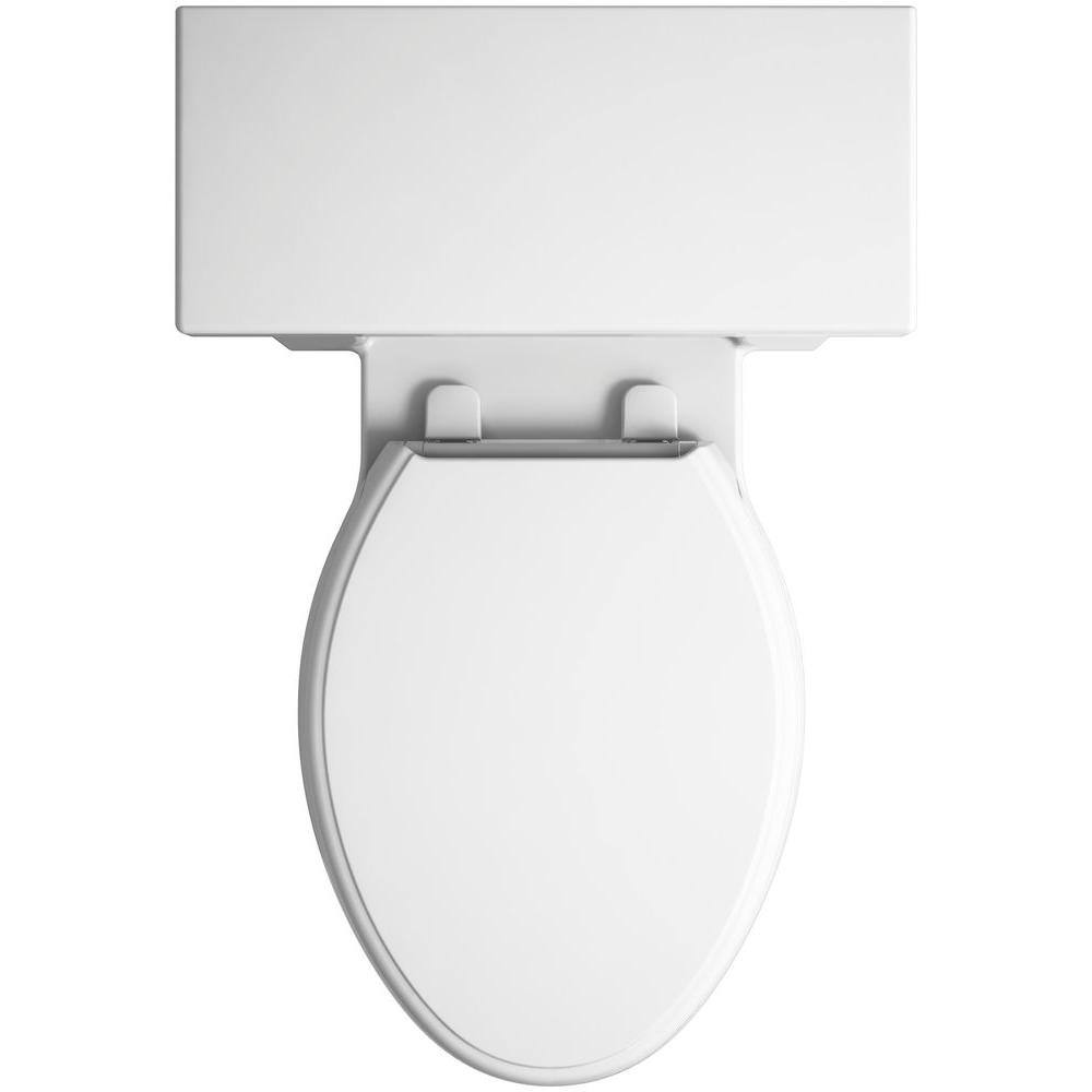 KOHLER Tresham 1-Piece 1.28 GPF Single Flush Elongated Toilet with AquaPiston Flush Technology in White Seat Included K-3981-0