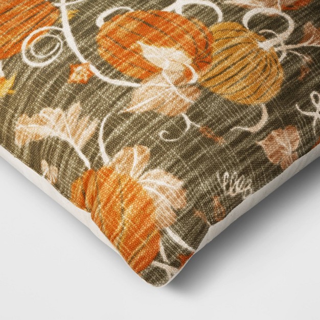 Printed Pumpkin Square Throw Pillow