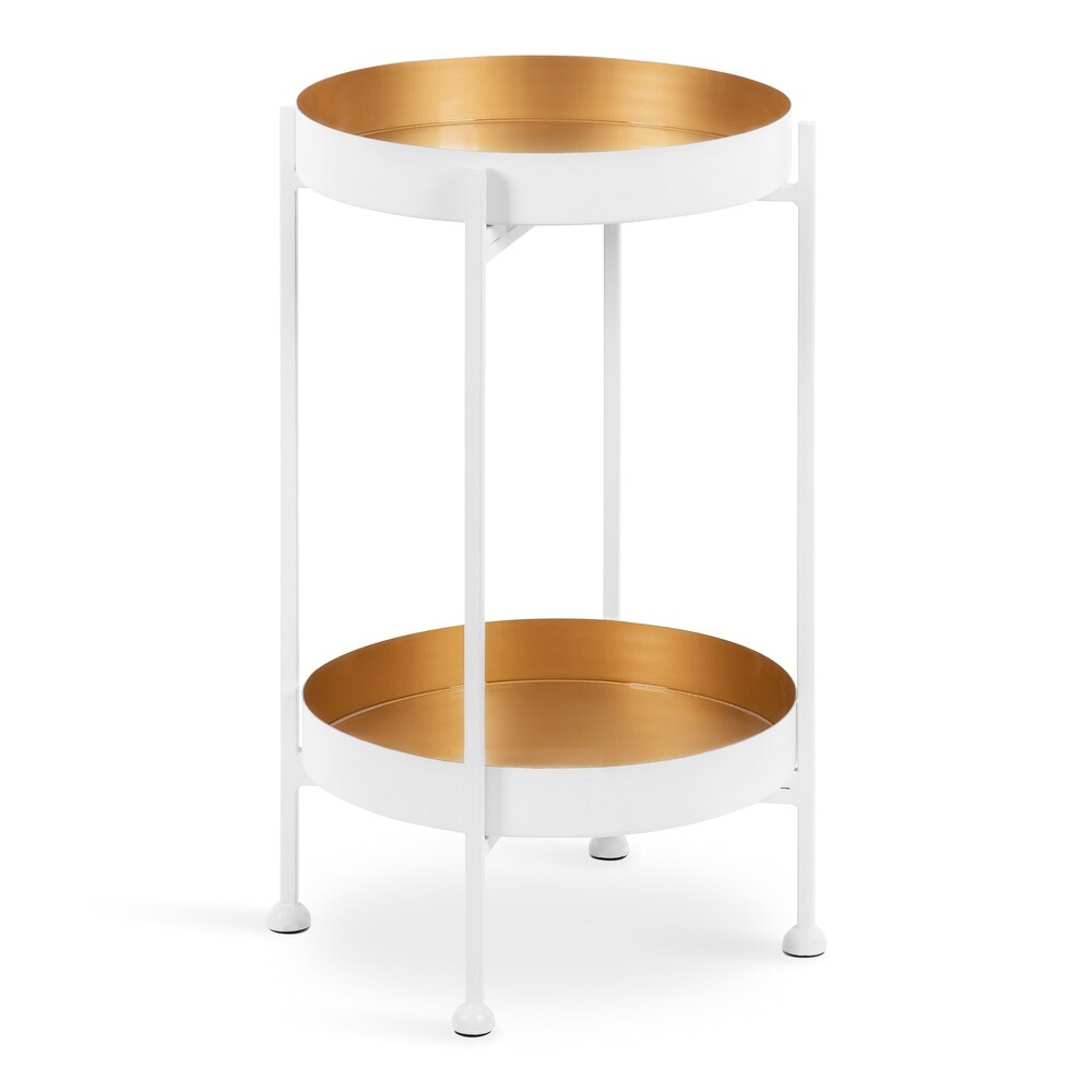 Kate and Laurel Nira Two Tiered Metal Side Table   15x15x24