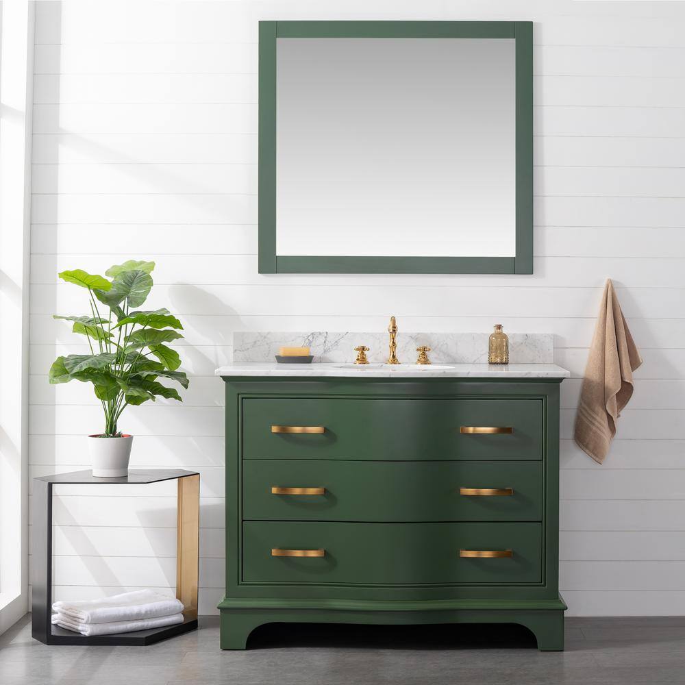 SUDIO Monroe 42 in. W x 22 in. D x 33.7 in. H Bath Vanity in Evergreen with White Marble Top Monroe-42EG