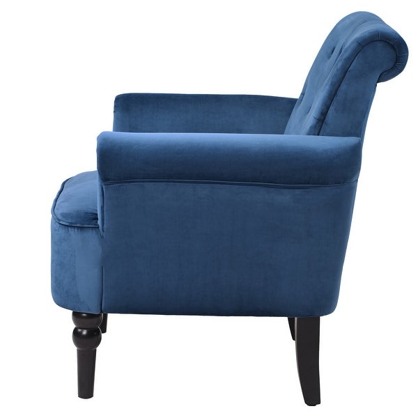 Elegant Button Tufted Club Chair Accent Armchairs with Wooden Legs