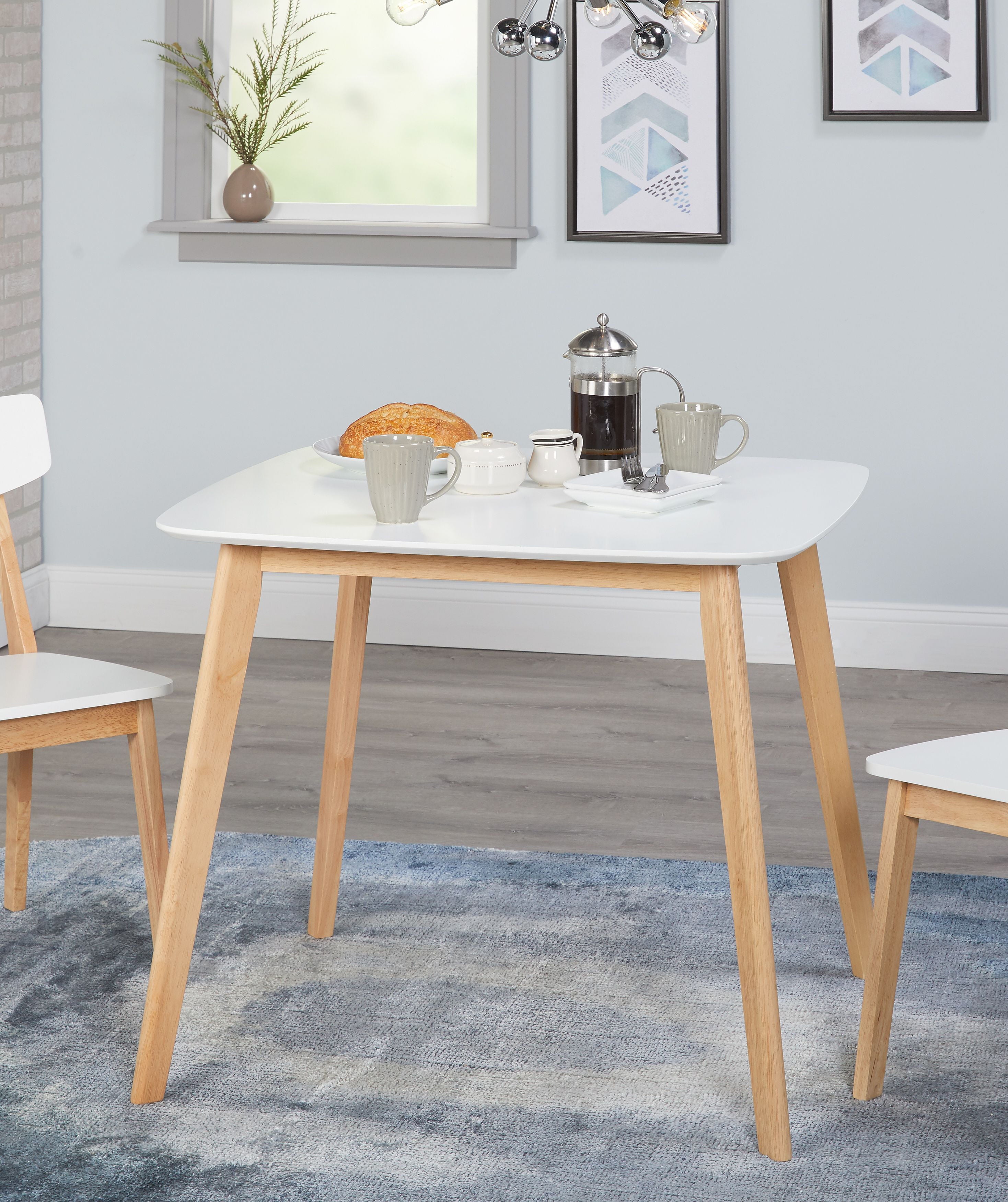 Modern Dining Table, White/Natural