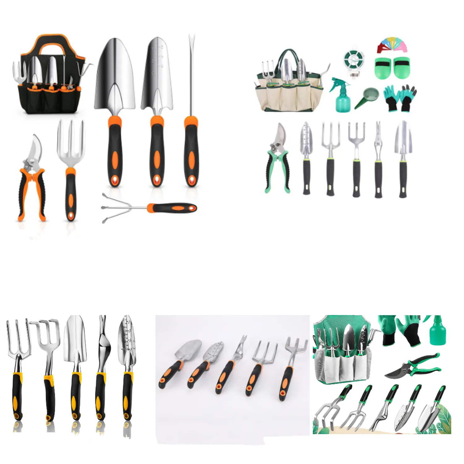 Garden Tools Set Kit Pruner Digging Supplies Lady Hand Tools Sets With Bag Rubber Handle Aluminum