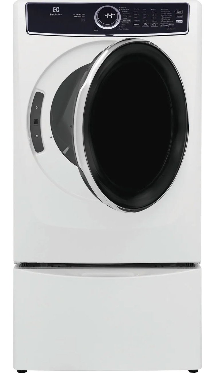 Electrolux 8 Cu. Ft. White Front Load Perfect Steam Electric Dryer With Balanced Dry and Instant Refresh