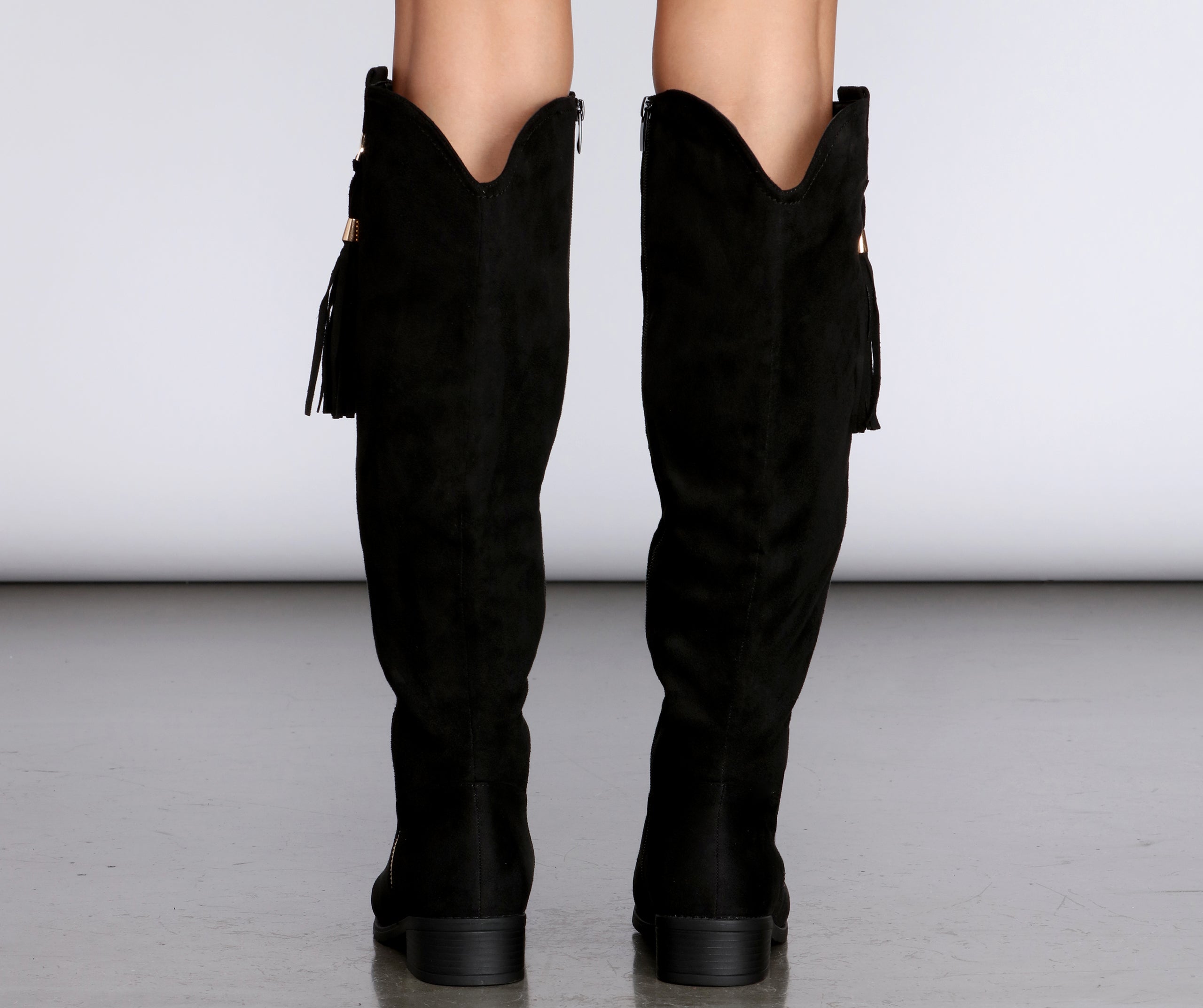 Flat Knee High Suede Boots