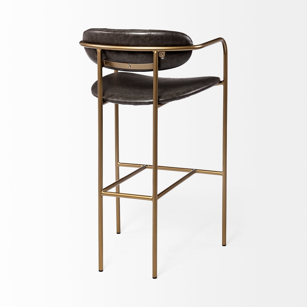 Parker Brown Faux Leather Seat with Gold Metal Frame Bar Stool