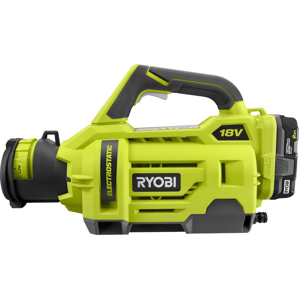 RYOBI ONE+ 18V Cordless Electrostatic 1 Gal. Sprayer w Extra (2) Med.  (1) High Nozzles (2) 2.0 Ah Batteries  (1) Charger P2870-A14