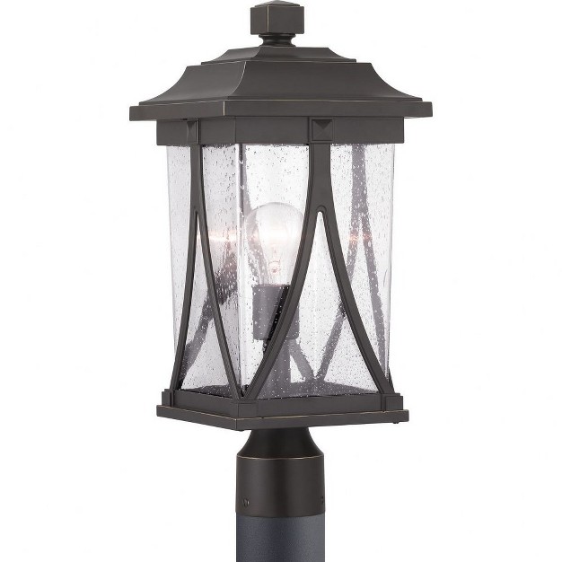 Progress Lighting Abbott Collection 1 light Outdoor Post Lantern Antique Bronze Seeded Glass Shade