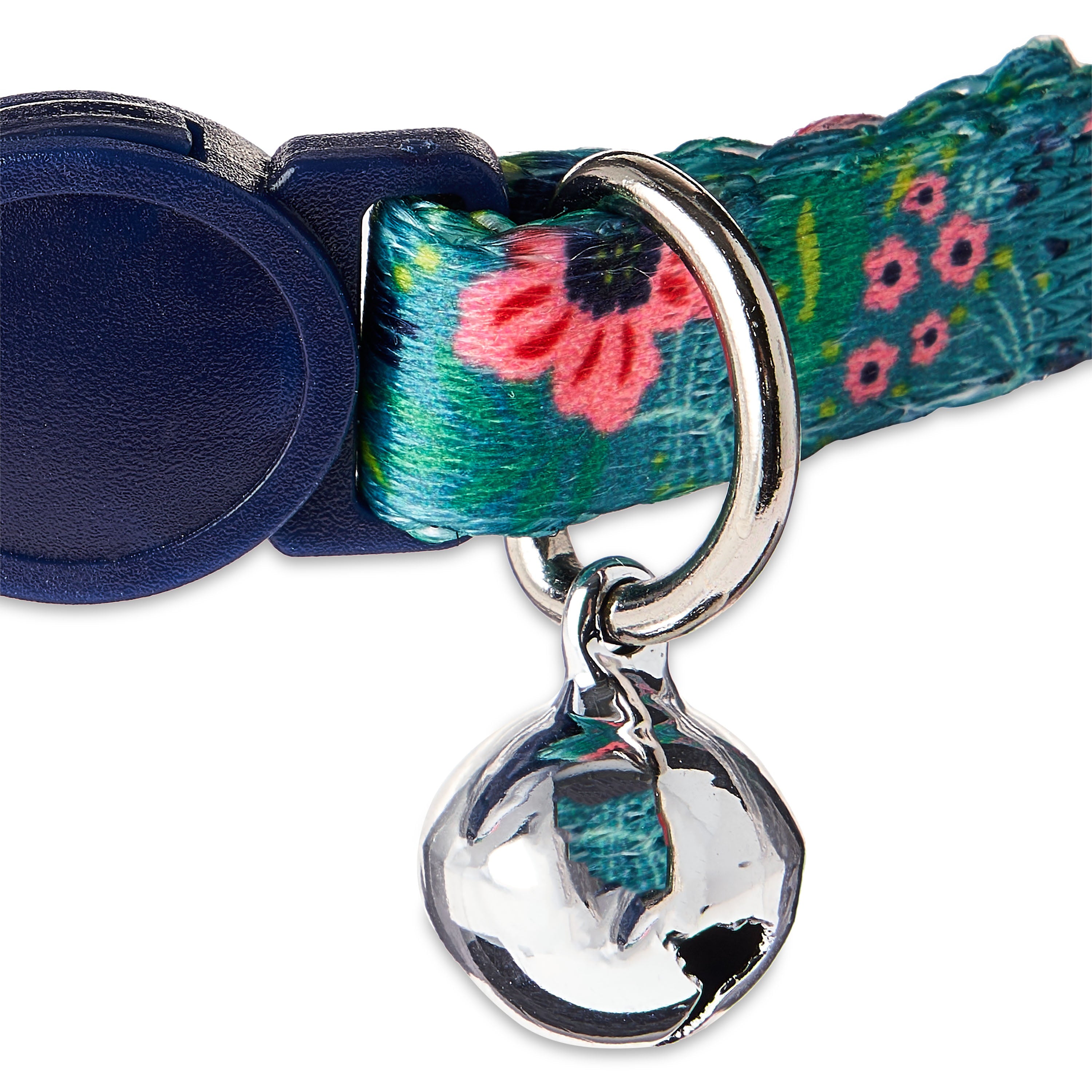 Vibrant Life Polyester and Metal Tropical Floral Cat Collar， Green， 8