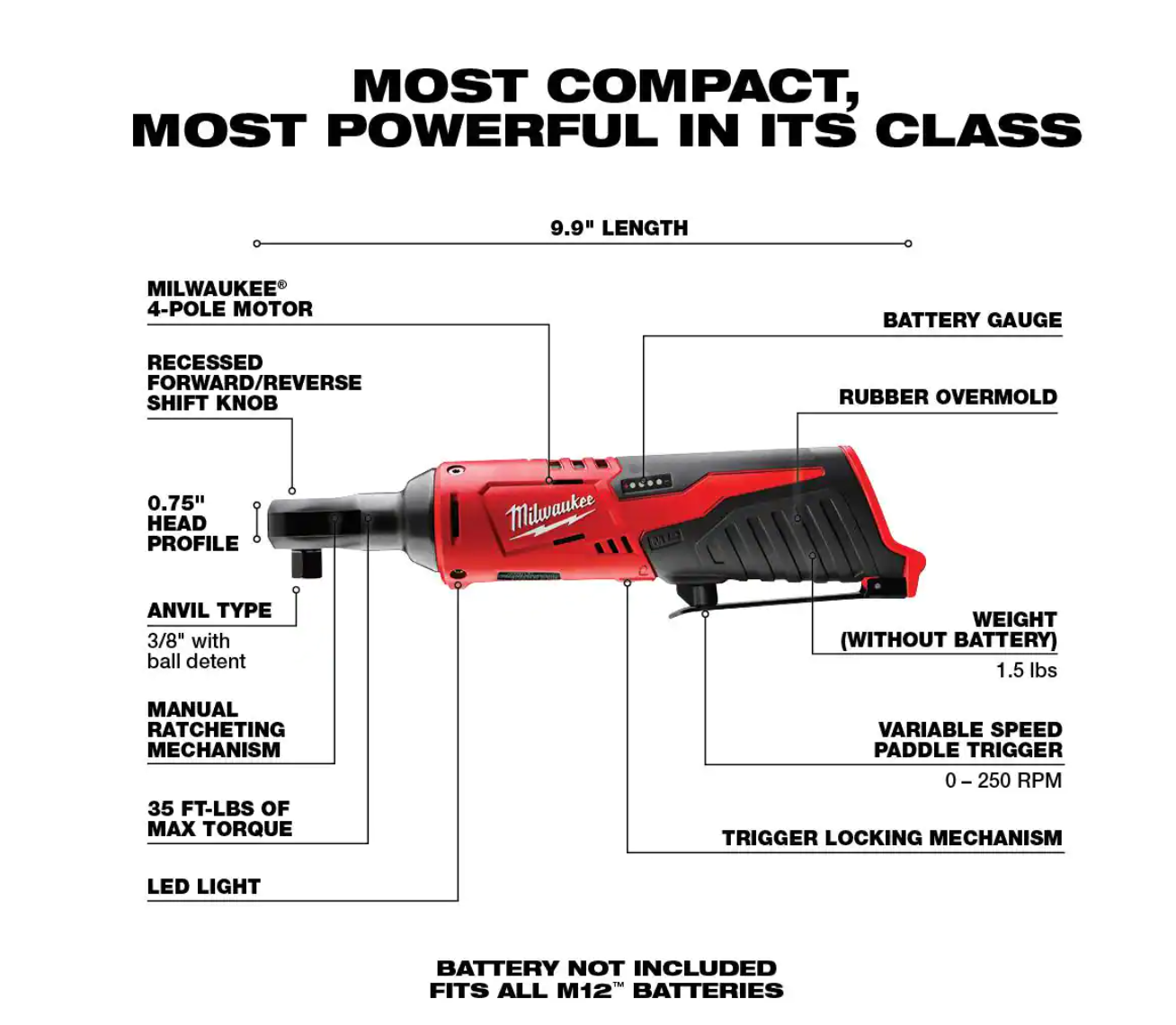 Milwaukee 2445-20-2457-20-48-11-2460 M12 12V Lithium-Ion Cordless Jig Saw with M12 3/8 in. Ratchet and 6.0 Ah XC Battery Pack